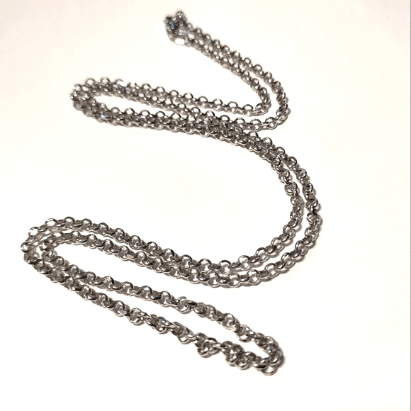Heavy Long Solid 14K White Gold Chain - Picture 9 of 14